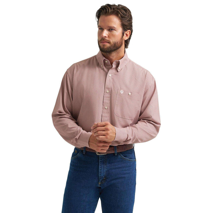 Wrangler® George Strait Collection Performance One Pocket Long Sleeve Shirt - Relaxed Fit - Rust - 112381956 - Double C Western SupplyWrangler
