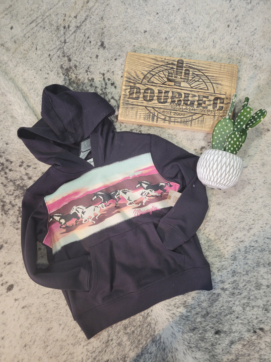 Wrangler Girls Horse Hoodie - Double C Western SupplyWrangler