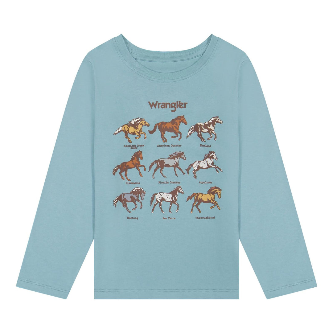 Wrangler® Girls Long Sleeve T-Shirt - Blue - 112382682 - Double C Western SupplyWrangler