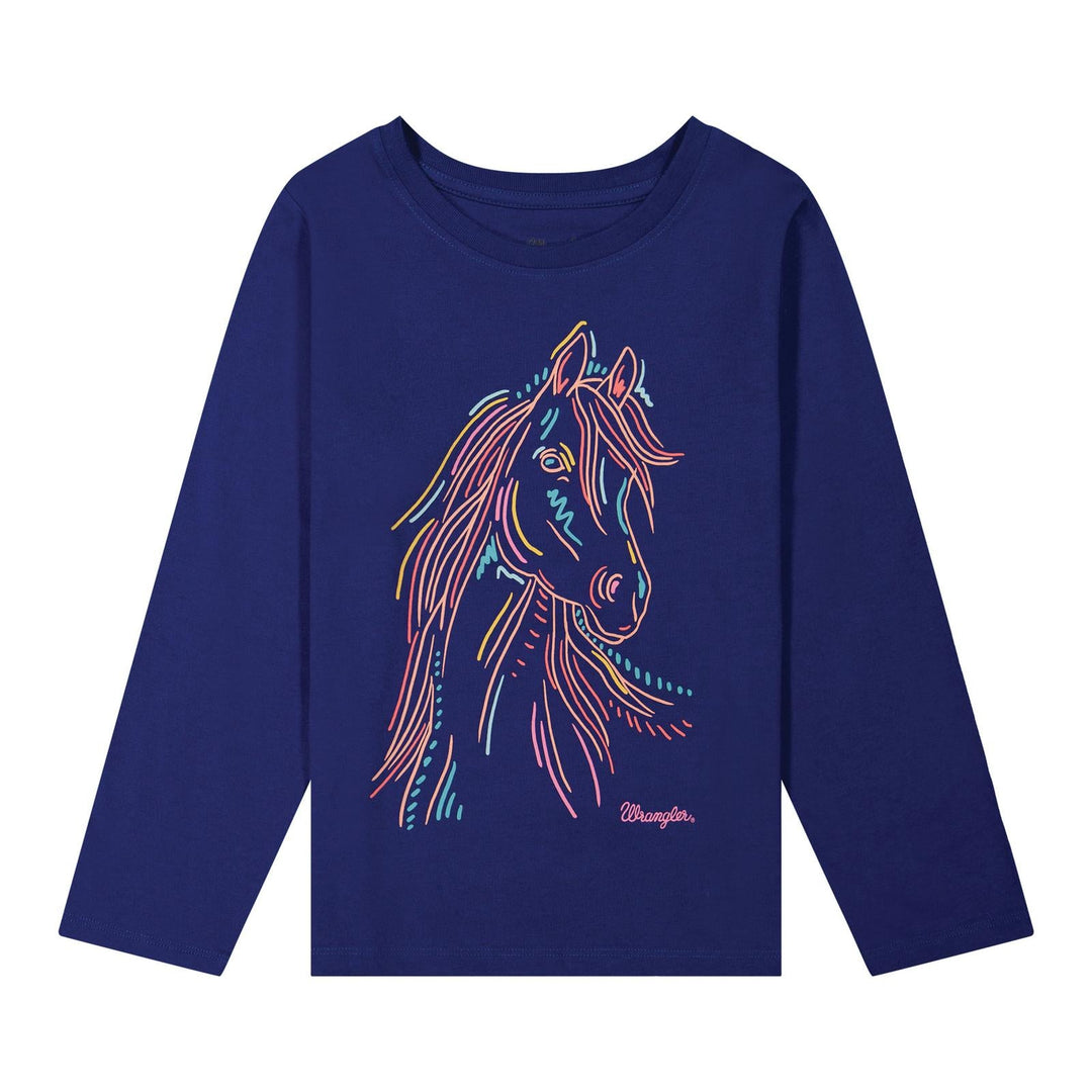 Wrangler® Girls Long Sleeve T-Shirt - Blue - 112382710 - Double C Western SupplyWrangler