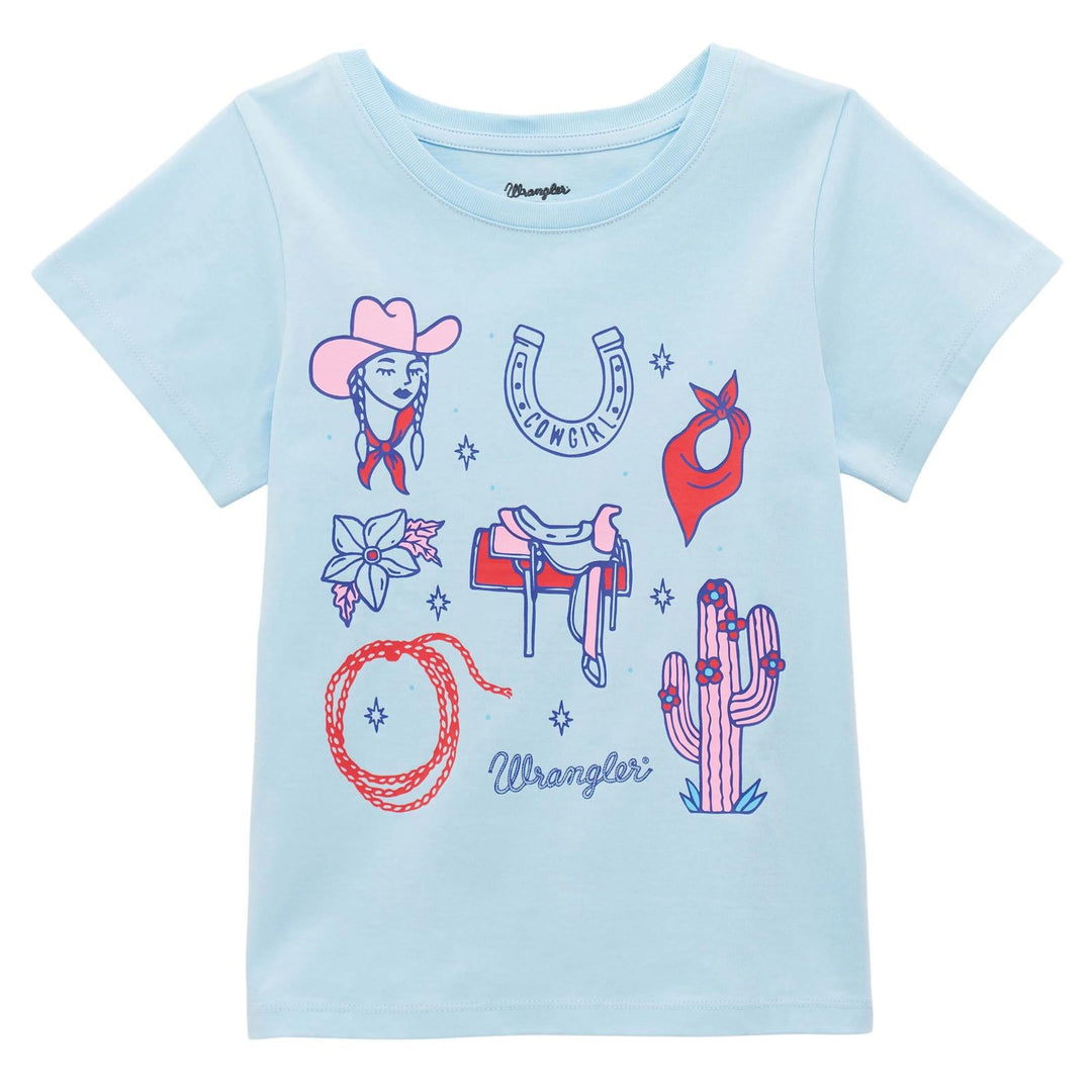 Wrangler Girls Short Sleeve T-Shirt - Blue - 112379397 - Double C Western SupplyWrangler