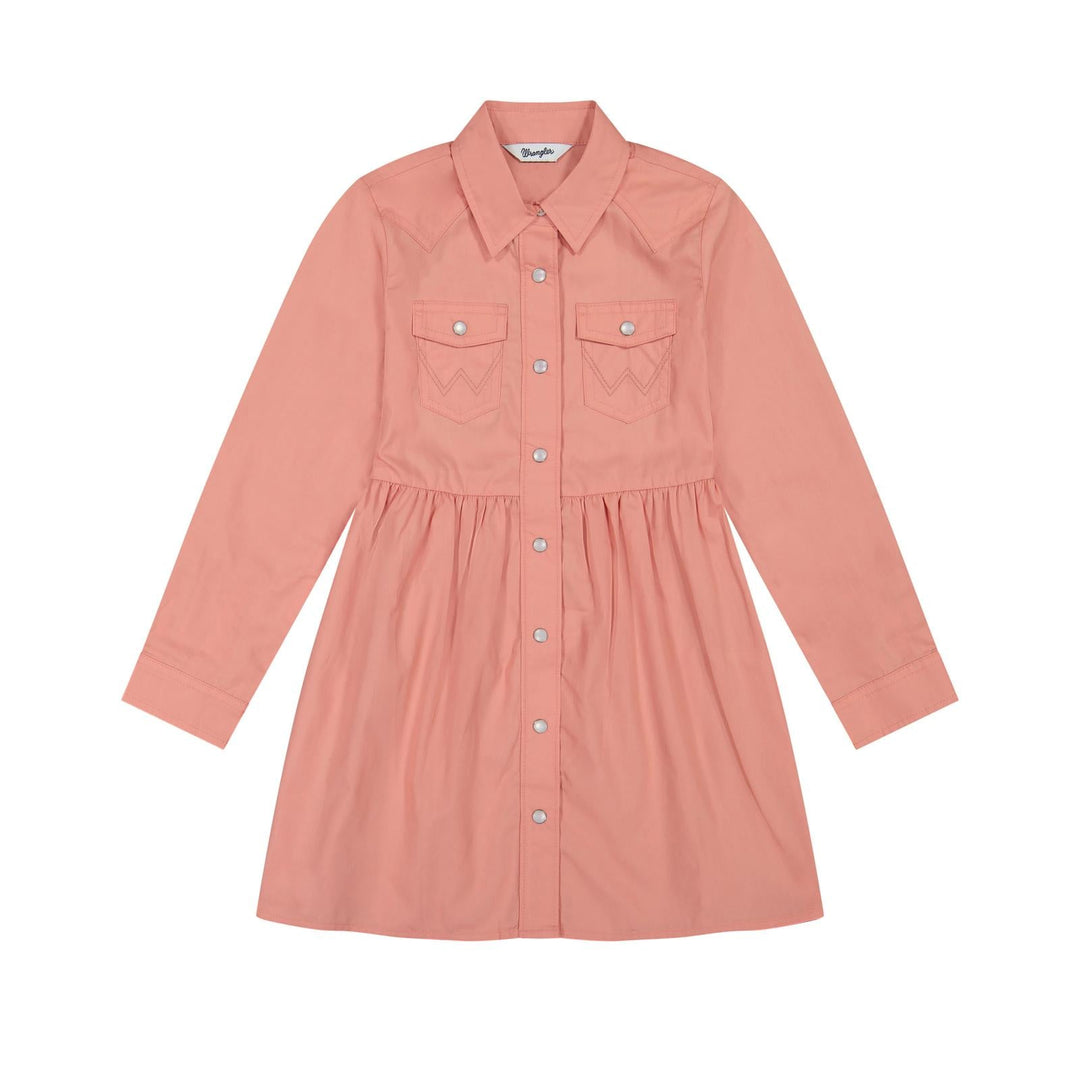 Wrangler® Girls/Infant/Toddler Long Sleeve Snap Dress - Pink - 112382659 112382700 - Double C Western SupplyWrangler