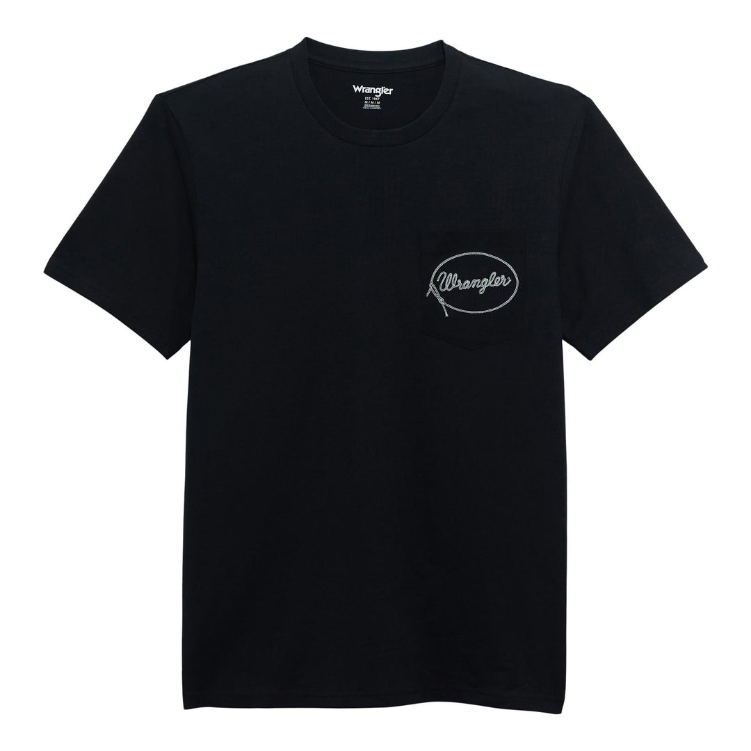 Wrangler® Graphic Short Sleeve Pocket T-shirt - Regular Fit - Black Beauty 112372858 - Double C Western SupplyWrangler