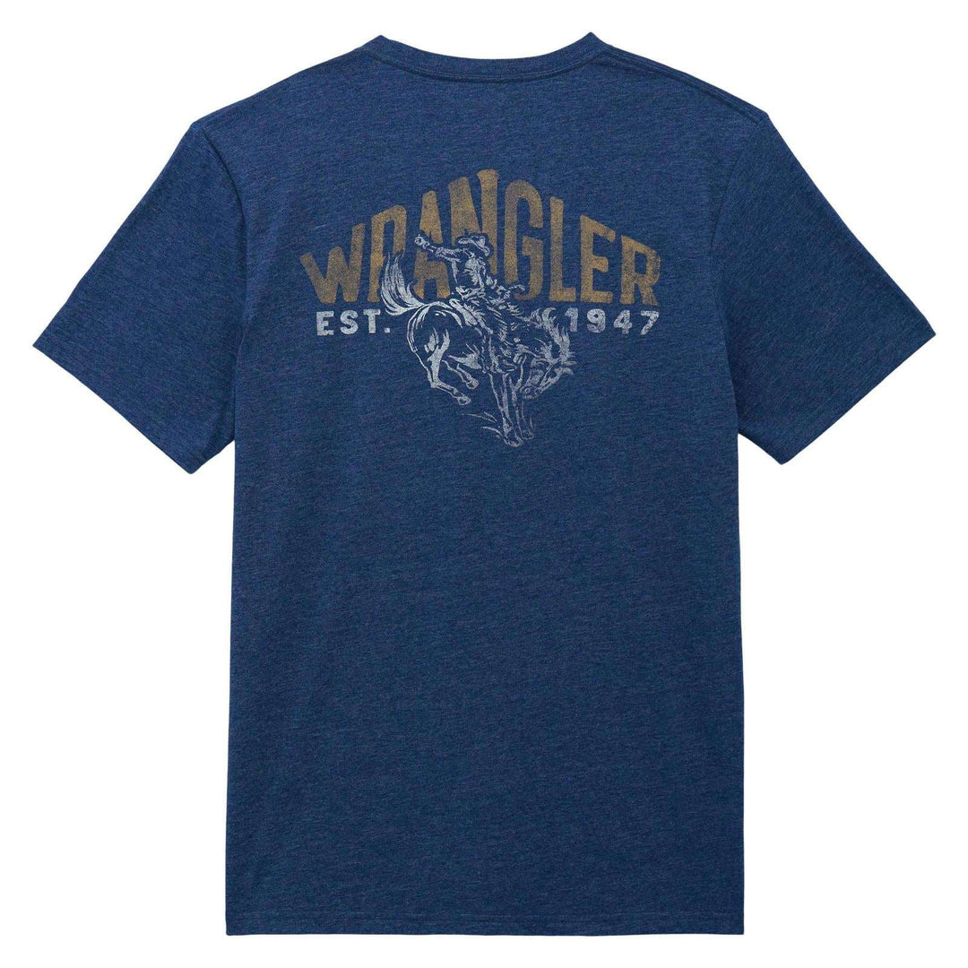 Wrangler® Graphic Short Sleeve Pocket T-Shirt Regular Fit Dark Sapphire Heather | 112375808 - Double C Western SupplyWrangler