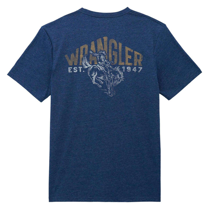 Wrangler® Graphic Short Sleeve Pocket T-Shirt Regular Fit Dark Sapphire Heather | 112375808 - Double C Western SupplyWrangler