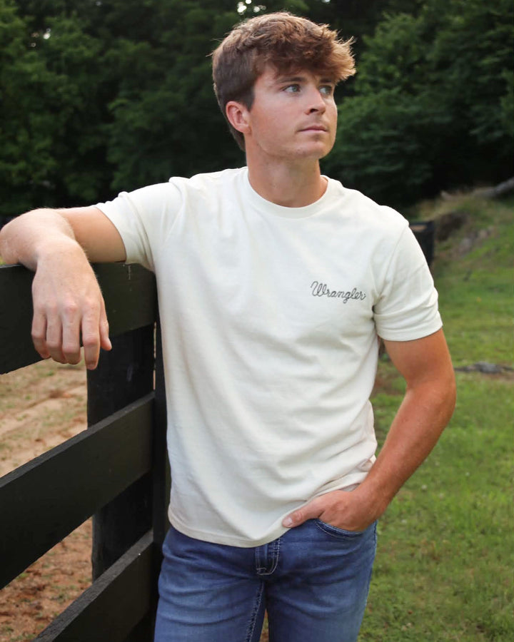 Wrangler® Graphic Short Sleeve T-Shirt - Regular Fit - Antique White - 112380270 - Double C Western SupplyWrangler