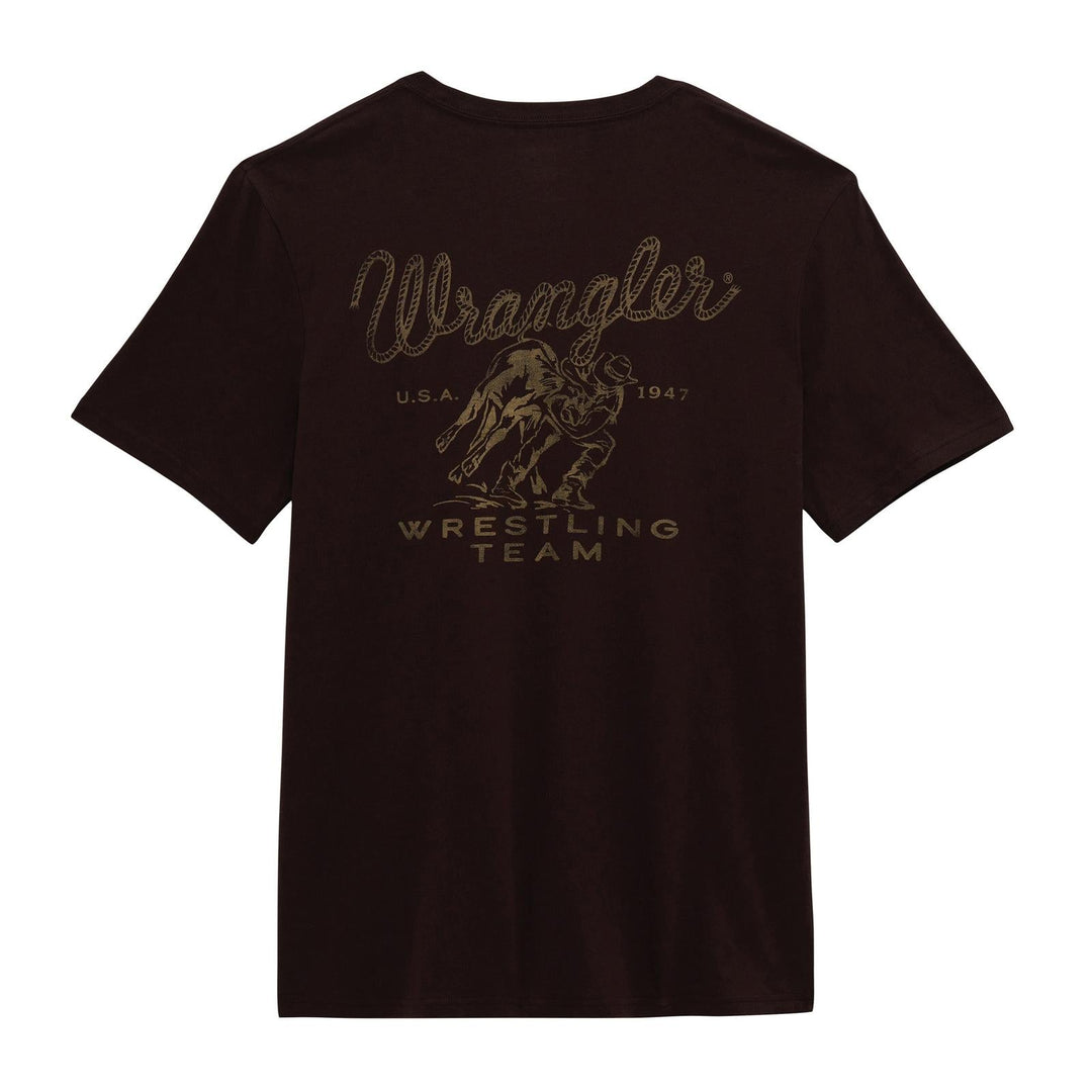 Wrangler® Graphic Short Sleeve T-Shirt - Regular Fit - Black Coffee - 112380267 - Double C Western SupplyWrangler
