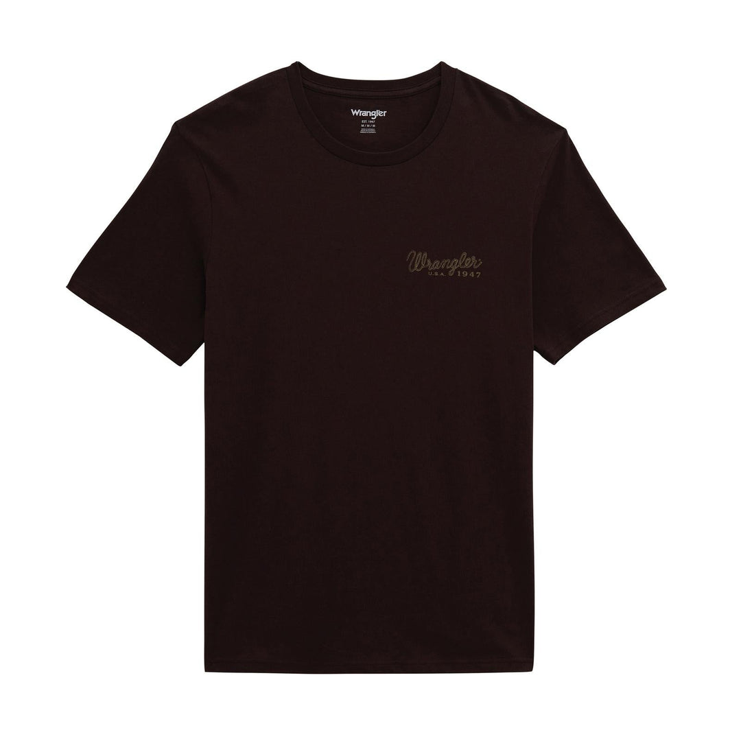 Wrangler® Graphic Short Sleeve T-Shirt - Regular Fit - Black Coffee - 112380267 - Double C Western SupplyWrangler