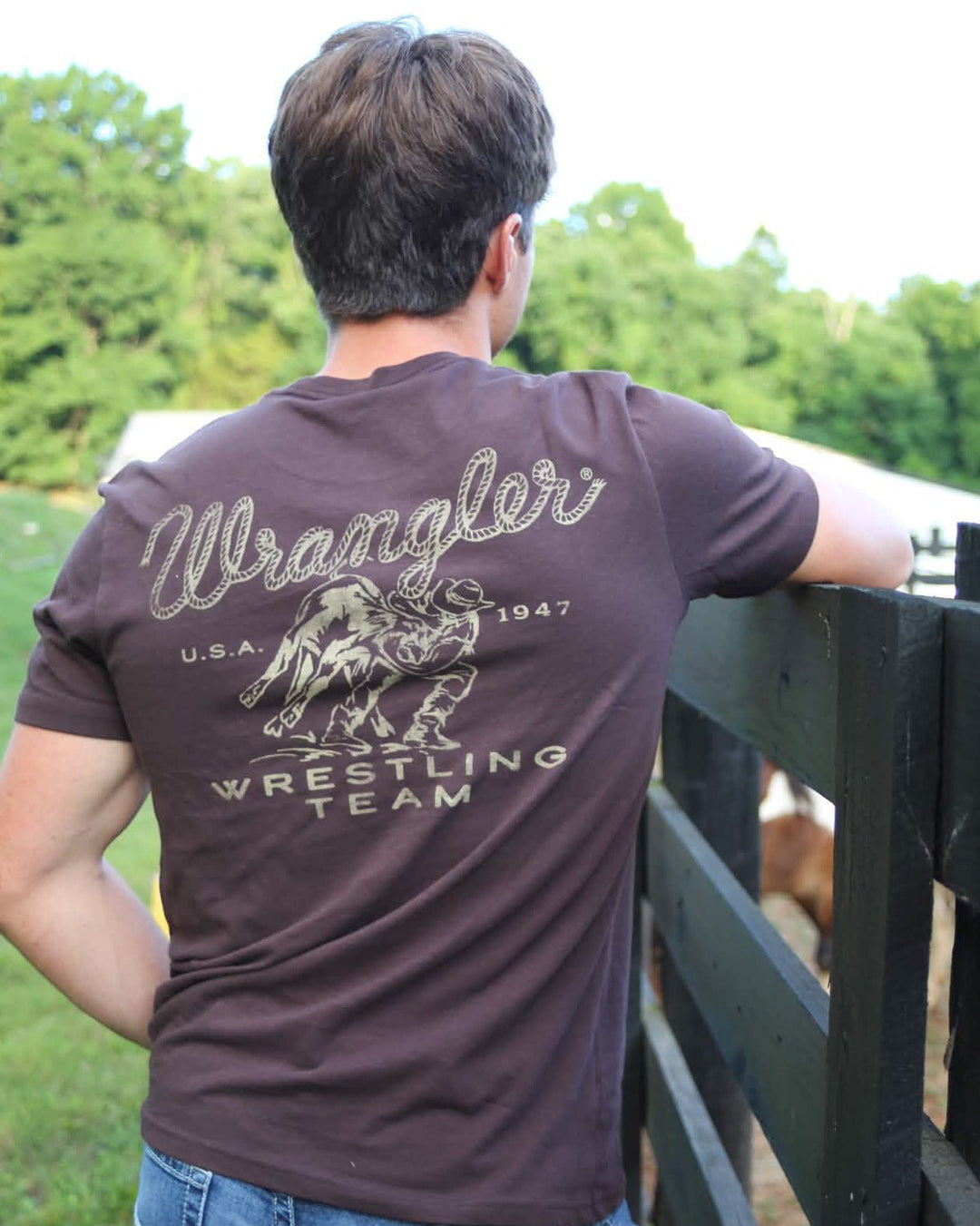 Wrangler® Graphic Short Sleeve T-Shirt - Regular Fit - Black Coffee - 112380267 - Double C Western SupplyWrangler