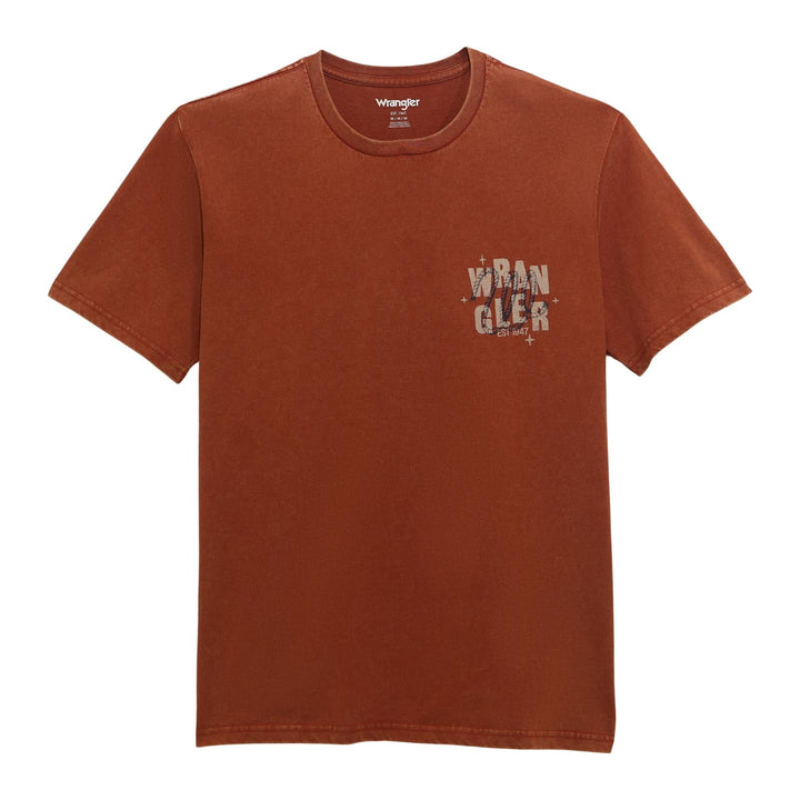 Wrangler® Graphic Short Sleeve T-Shirt - Regular Fit - Brandy Brown 112372849 - Double C Western SupplyWrangler