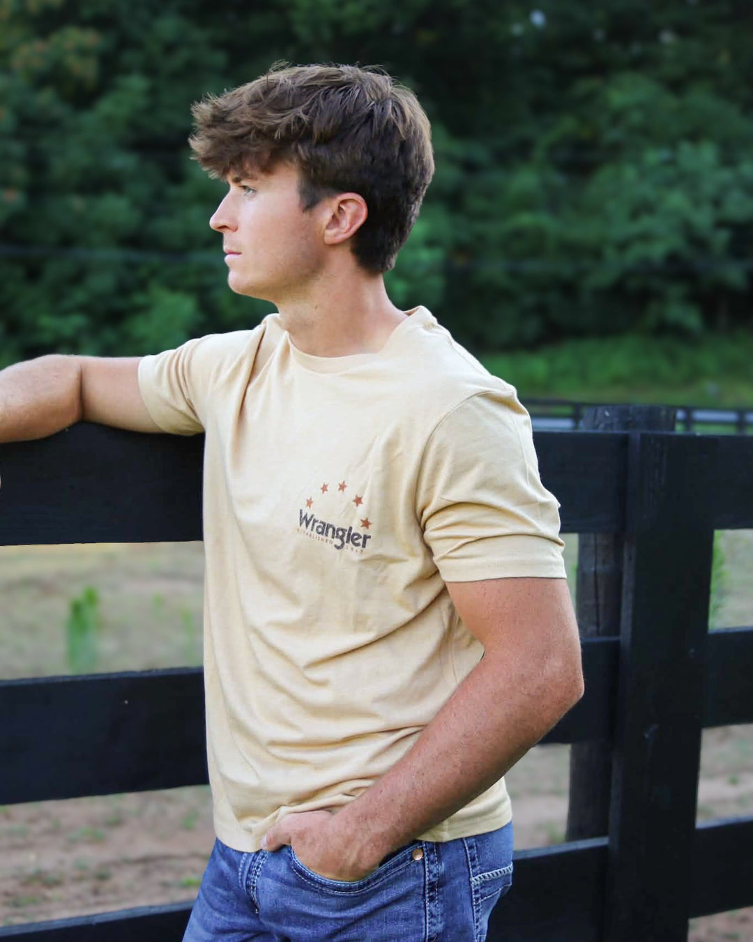 Wrangler® Graphic Short Sleeve T-Shirt - Regular Fit - Curry Heather - 112380268 - Double C Western SupplyWrangler
