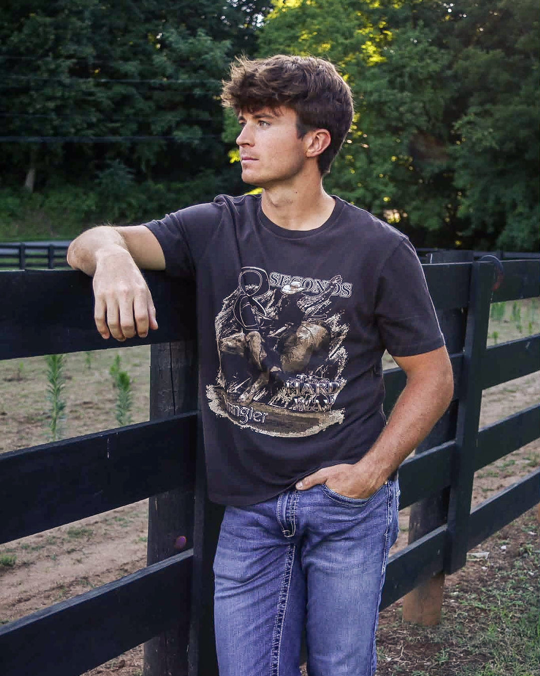 Wrangler® Graphic Short Sleeve T-Shirt - Regular Fit - Jet Black - 112380273 - Double C Western SupplyWrangler
