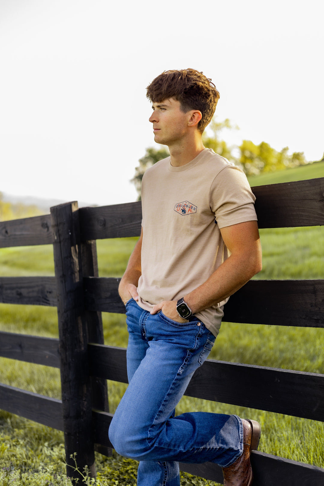 Wrangler® Graphic Short Sleeve T-Shirt Regular Fit Travertine Heather | 112375736 - Double C Western SupplyWrangler