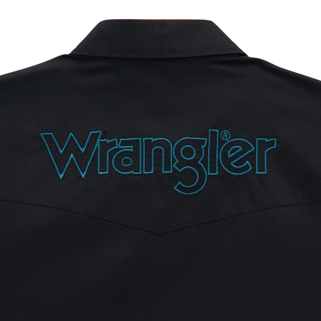 Wrangler® Long Sleeve Logo Shirt - Snaps - Black - 112381987 - Double C Western SupplyWrangler
