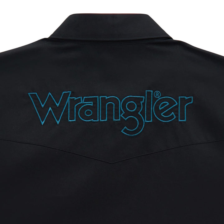 Wrangler® Long Sleeve Logo Shirt - Snaps - Black - 112381987 - Double C Western SupplyWrangler