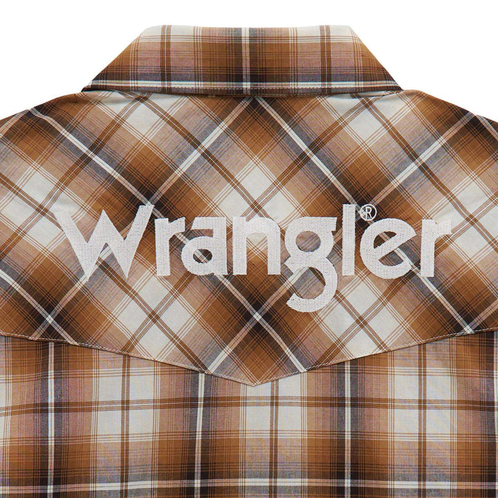 Wrangler® Long Sleeve Logo Shirt - Snaps - Brown - 112381988 - Double C Western SupplyWrangler