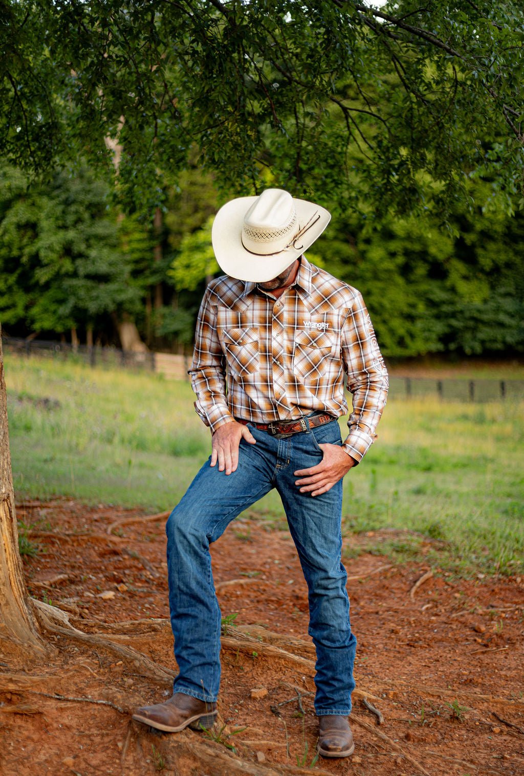 Wrangler® Long Sleeve Logo Shirt - Snaps - Brown - 112381988 - Double C Western SupplyWrangler