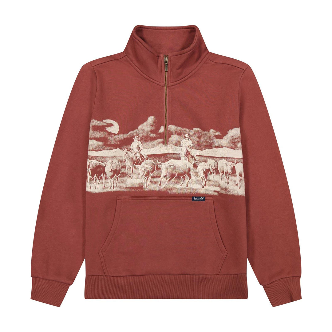Wrangler Retro® Americana 1/4 Zip Sweatshirt - Rose - 112385419 - Double C Western SupplyWrangler