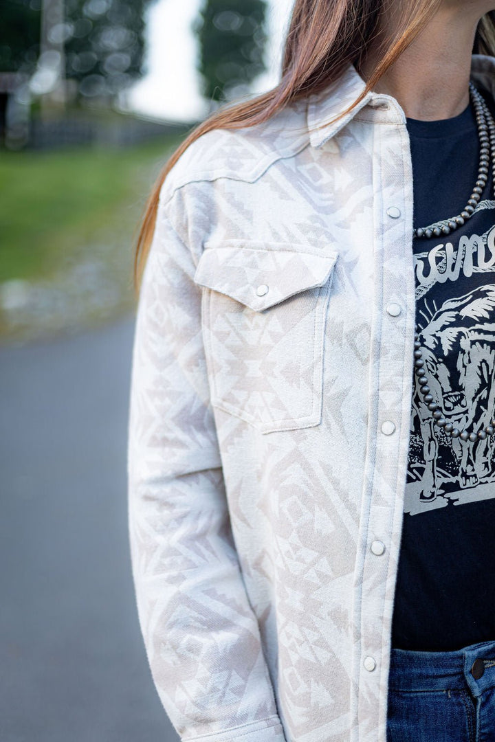 Wrangler Retro® Americana Boyfriend Snap Shirt - Cream - 112383027 - Double C Western SupplyWrangler