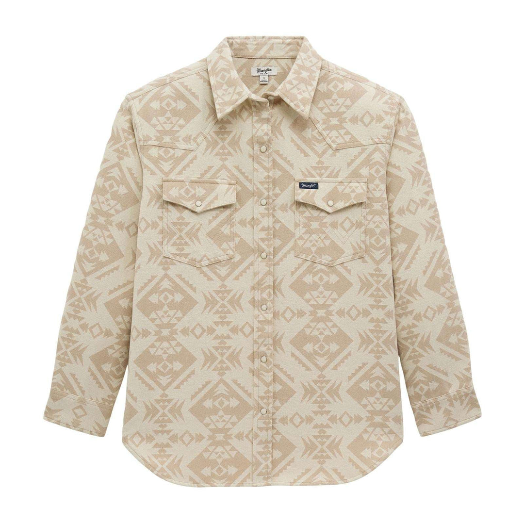 Wrangler Retro® Americana Boyfriend Snap Shirt - Cream - 112383027 - Double C Western SupplyWrangler