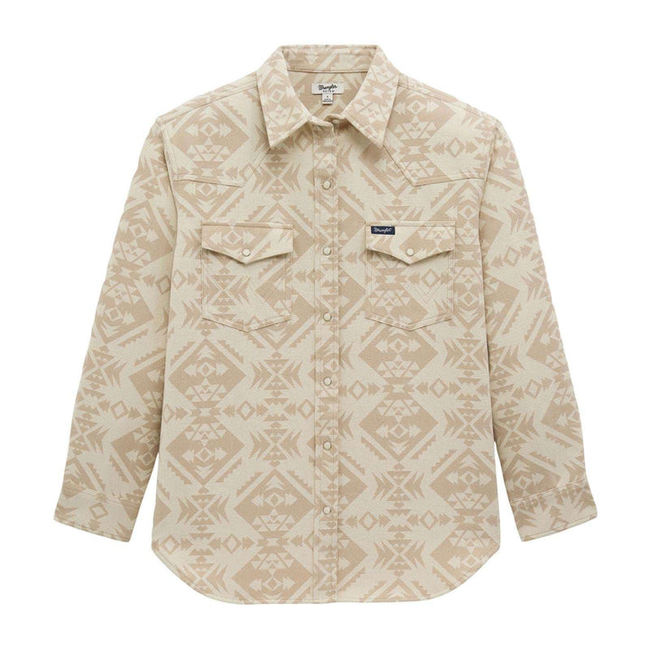 Wrangler Retro® Americana Boyfriend Snap Shirt - Cream - 112383027 - Double C Western SupplyWrangler