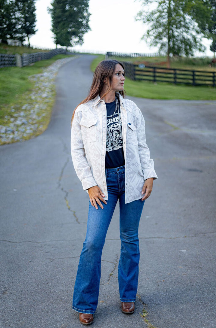 Wrangler Retro® Americana Boyfriend Snap Shirt - Cream - 112383027 - Double C Western SupplyWrangler