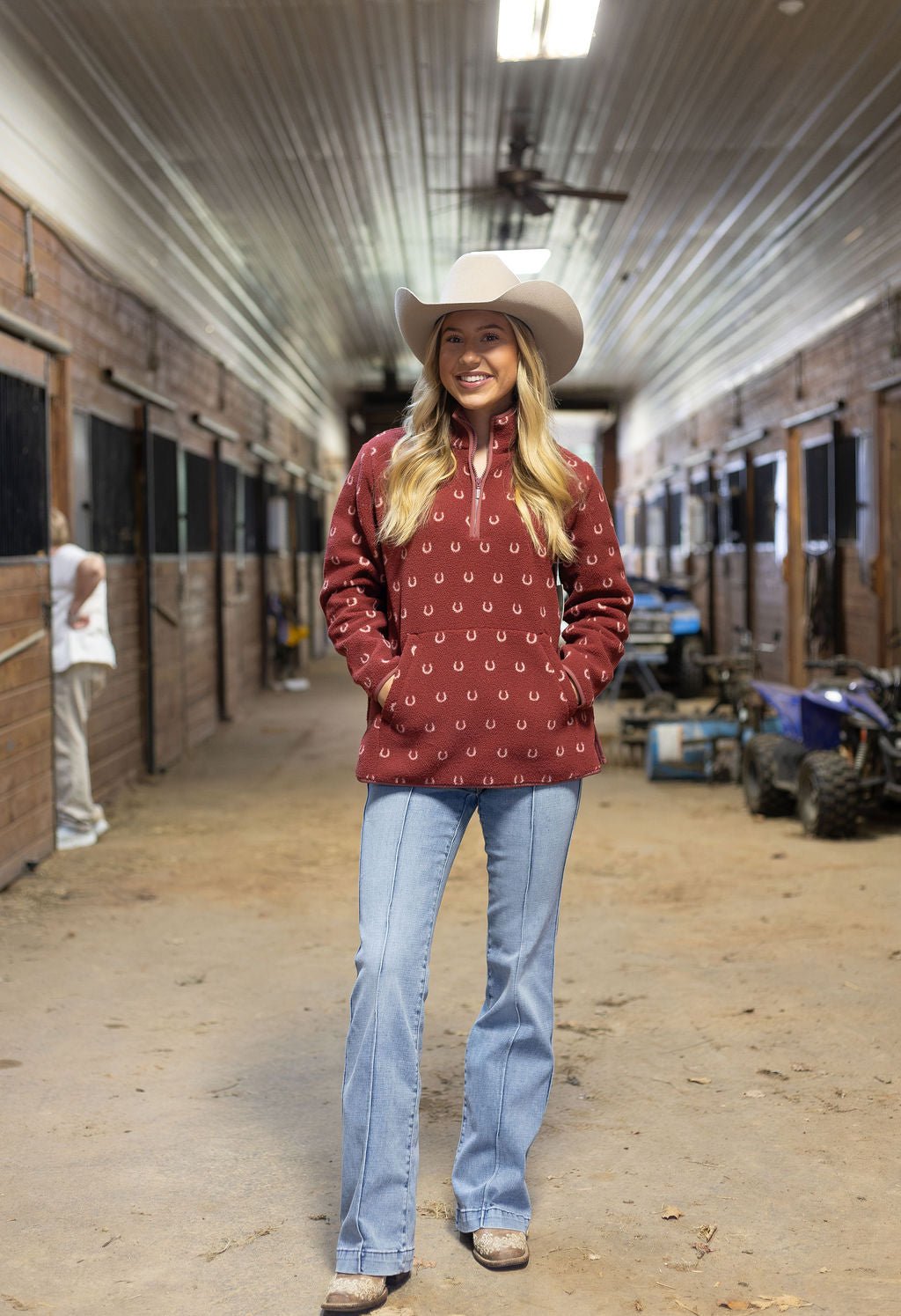 Wrangler Retro® Americana Sherpa 1/4 Zip Pullover - Rose - 112385334 - Double C Western SupplyWrangler