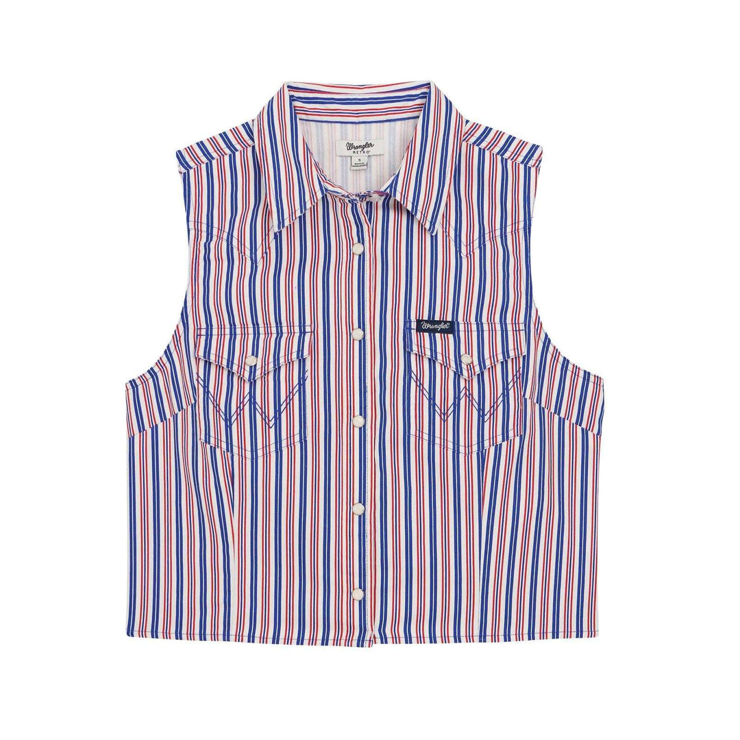 Wrangler Retro® Americana Sleeveless Snap Shirt White | 112379486 - Double C Western SupplyWrangler