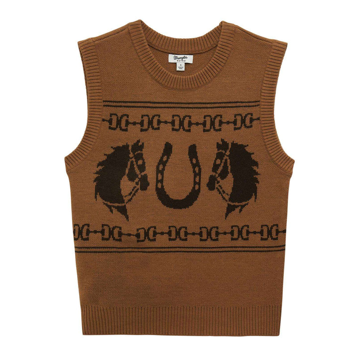 Wrangler Retro® Americana Sweater Vest - Brown - 112382527 - Double C Western SupplyWrangler
