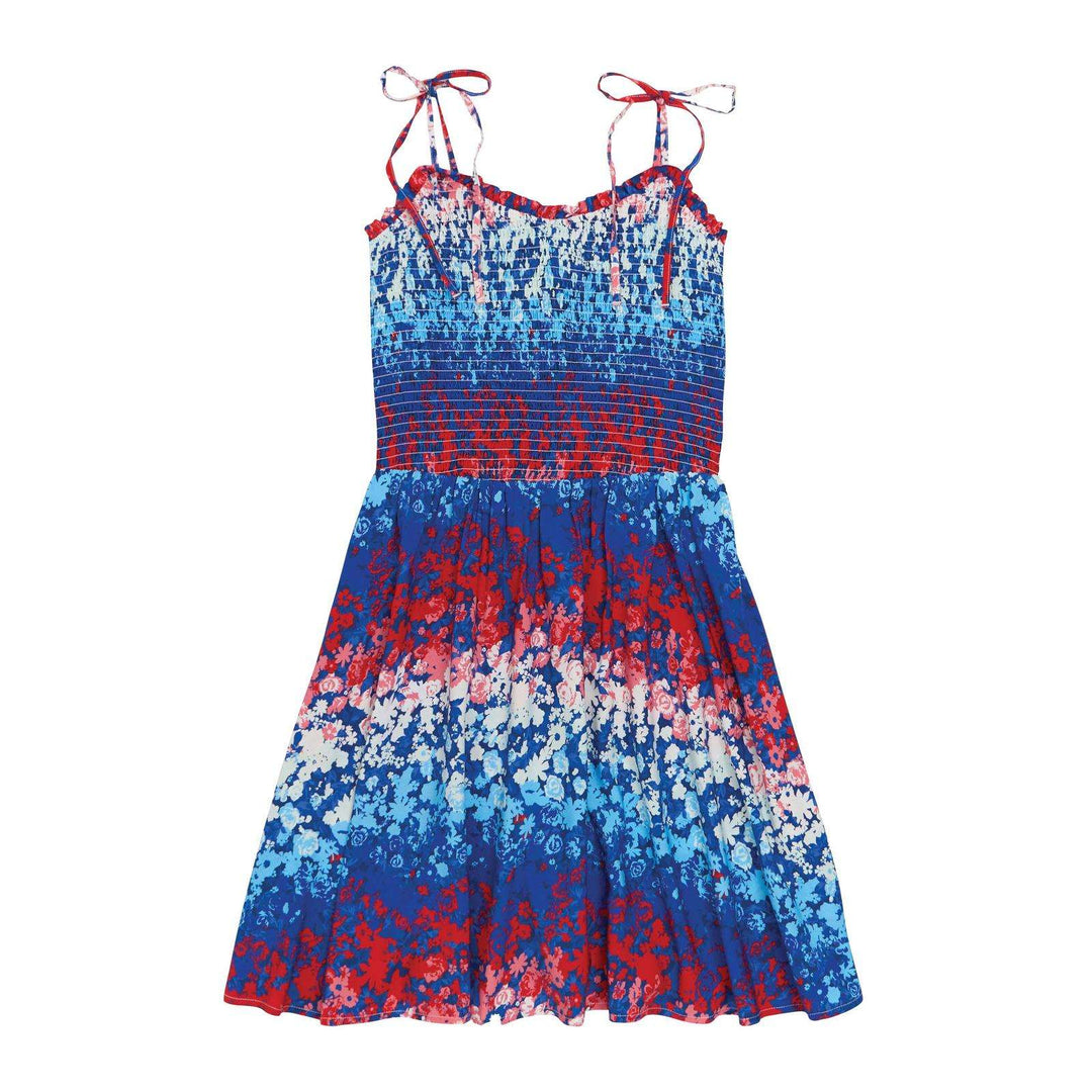 Wrangler Retro® Americana Tie Smocked Dress Blue | 112379490 - Double C Western SupplyWrangler