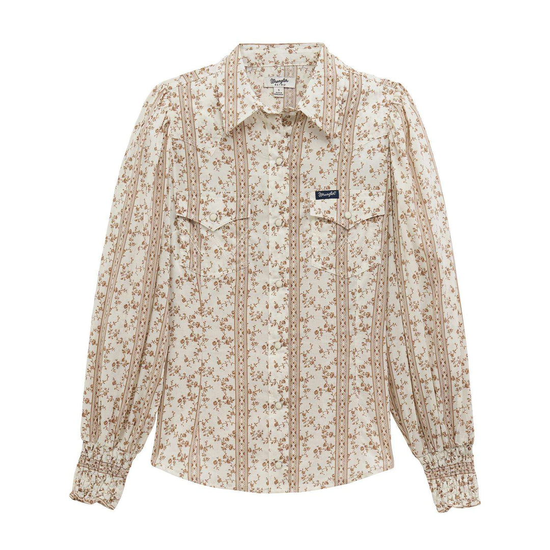 Wrangler Retro® Americana Western Puff Sleeve Blouse - White - 112382517 - Double C Western SupplyWrangler