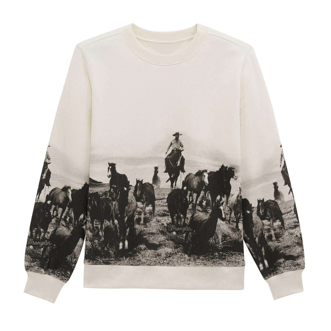 Wrangler Retro® Crew Fleece - Regular Fit - Egret - 112379644 - Double C Western SupplyWrangler