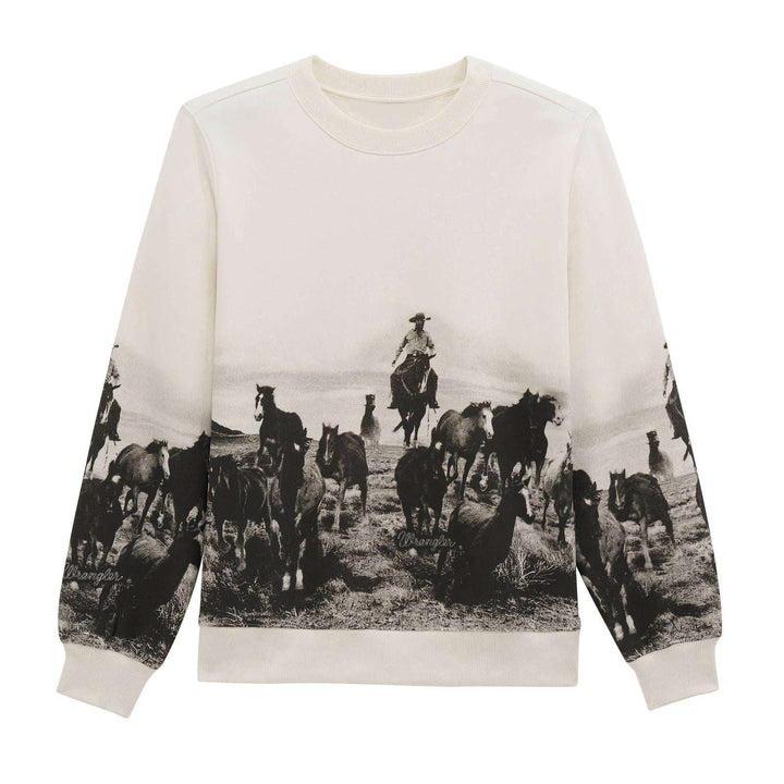 Wrangler Retro® Crew Fleece - Regular Fit - Egret - 112379644 - Double C Western SupplyWrangler