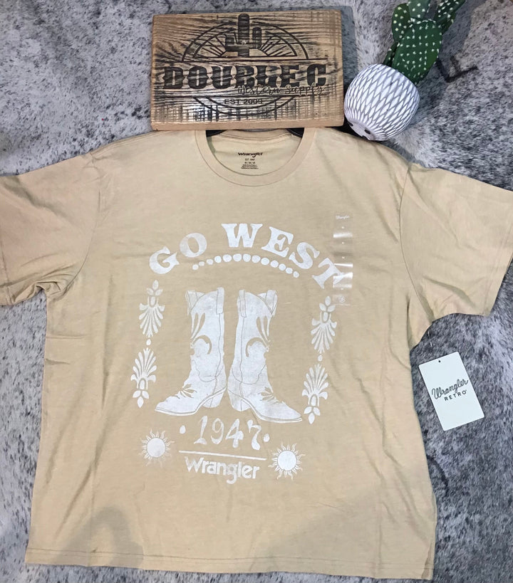Wrangler Retro® Graphic Short Sleeve T-Shirt - Girlfriend Fit - Croissant Heather - Double C Western SupplyWrangler
