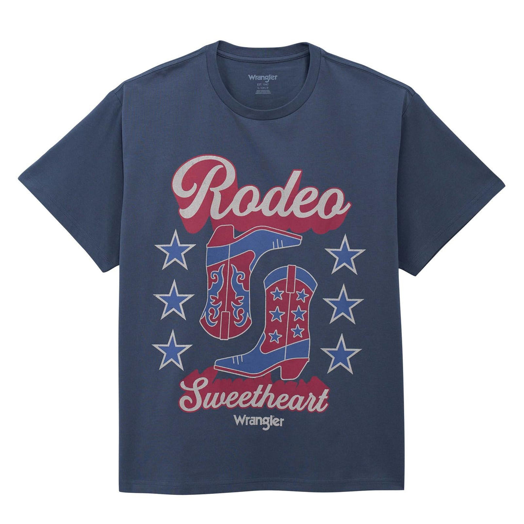 Wrangler Retro® Graphic Short Sleeve T-Shirt Girlfriend Fit Dark Denim | 112375873 - Double C Western SupplyWrangler