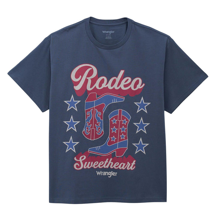 Wrangler Retro® Graphic Short Sleeve T-Shirt Girlfriend Fit Dark Denim | 112375873 - Double C Western SupplyWrangler