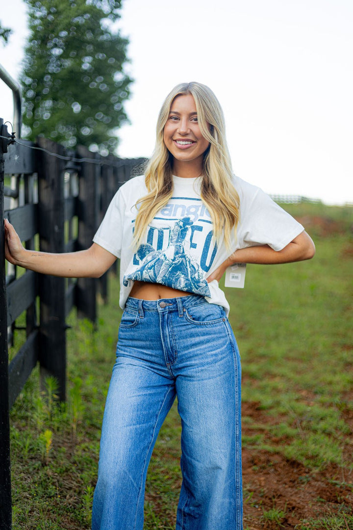 Wrangler Retro® Graphic Short Sleeve T-Shirt - Girlfriend Fit - Egret - 112379646 - Double C Western SupplyWrangler