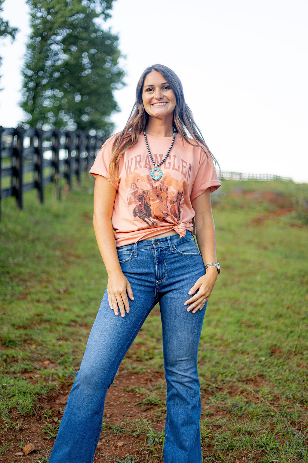 Wrangler Retro® Graphic Short Sleeve T-Shirt - Girlfriend Fit - Muted Clay - 112379629 - Double C Western SupplyWrangler