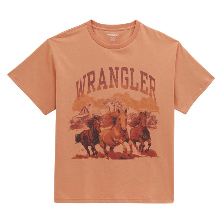 Wrangler Retro® Graphic Short Sleeve T-Shirt - Girlfriend Fit - Muted Clay - 112379629 - Double C Western SupplyWrangler