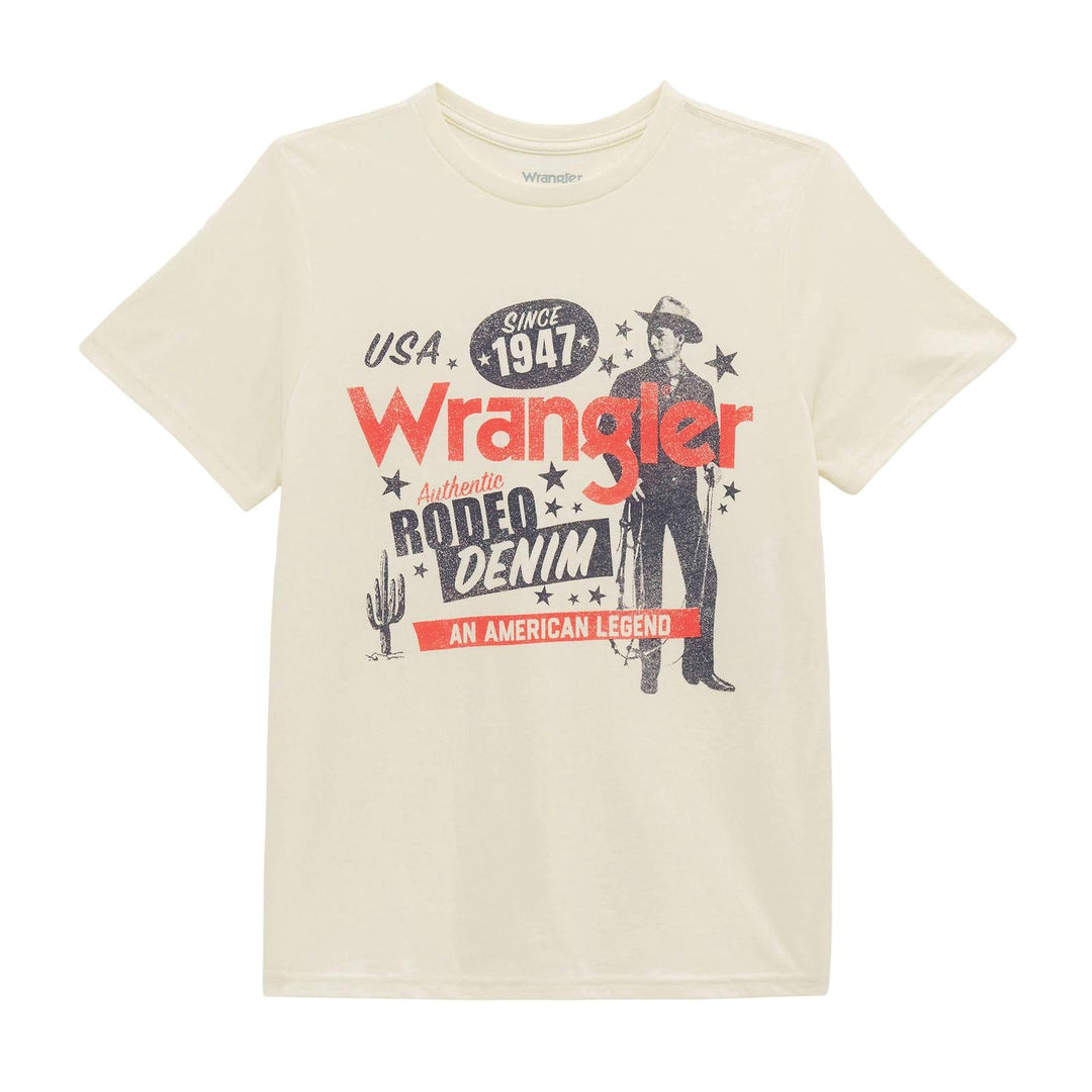 Wrangler Retro® Graphic Short Sleeve T-Shirt - Regular Fit - Egret Heather - 112379662 - Double C Western SupplyWrangler