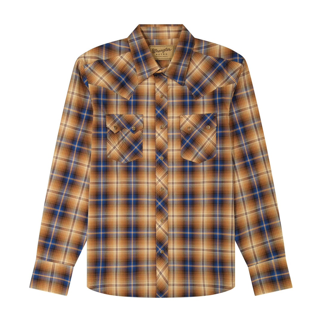 Wrangler Retro® Long Sleeve Shirt - Modern Fit - Brown - 112385596 - Double C Western SupplyWrangler