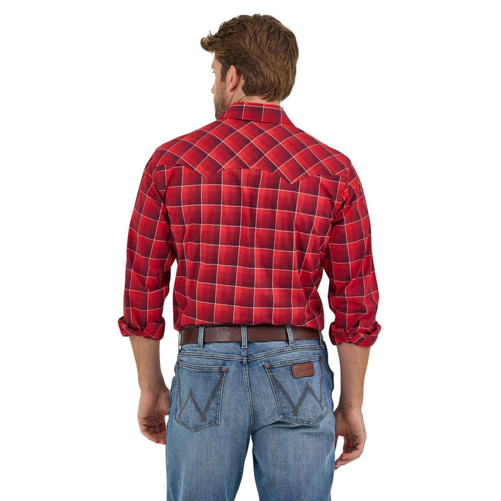 Wrangler Retro® Long Sleeve Shirt - Modern Fit - Red 112368057 - Double C Western SupplyWrangler