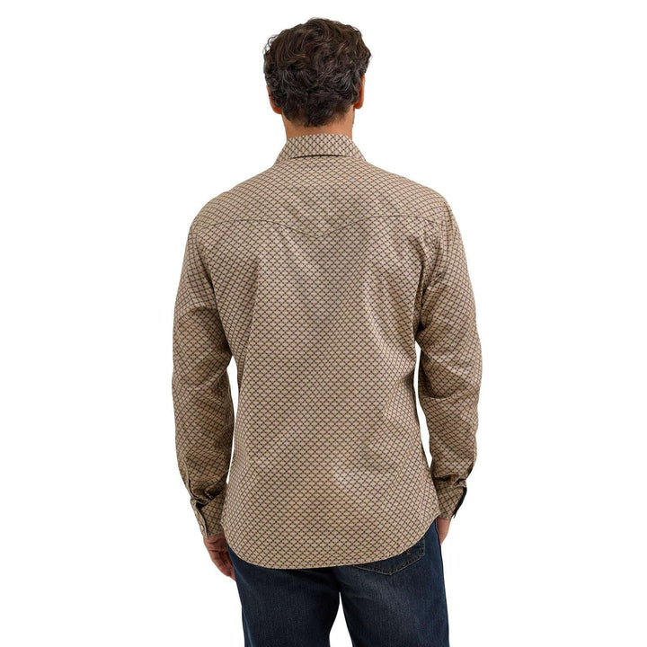 Wrangler Retro® Premium Long Sleeve Shirt - Modern Fit - Brown/Teal 112368222 - Double C Western SupplyWrangler