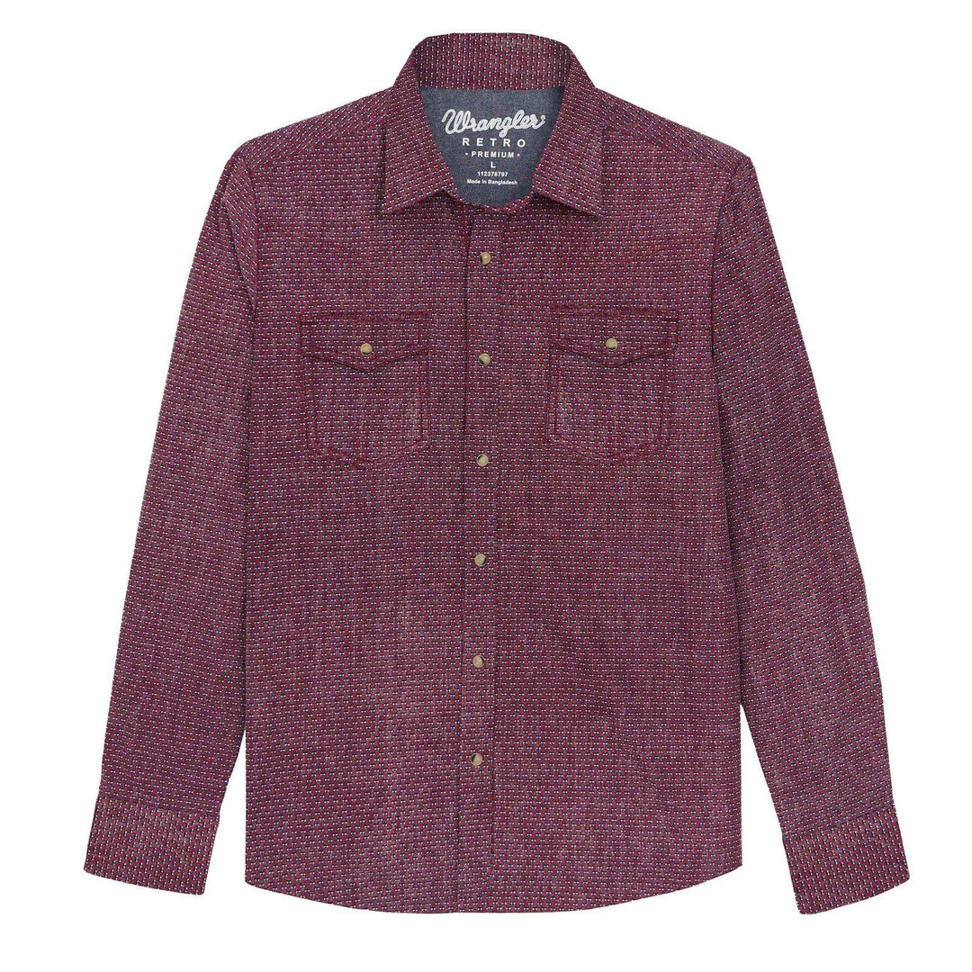Wrangler Retro® Premium Long Sleeve Snap Shirt Modern Fit Red | 112378797 - Double C Western SupplyWrangler