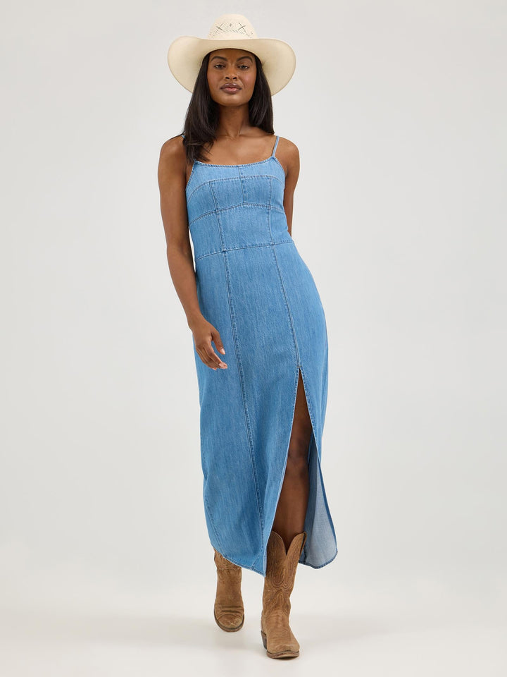 Wrangler Retro® Punchy Maxi Denim Dress - Mid Denim 112375237 - Double C Western SupplyWrangler