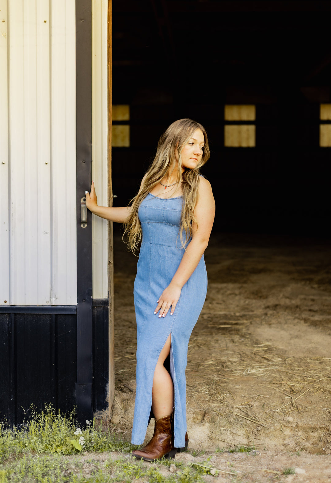 Wrangler Retro® Punchy Maxi Denim Dress - Mid Denim 112375237 - Double C Western SupplyWrangler