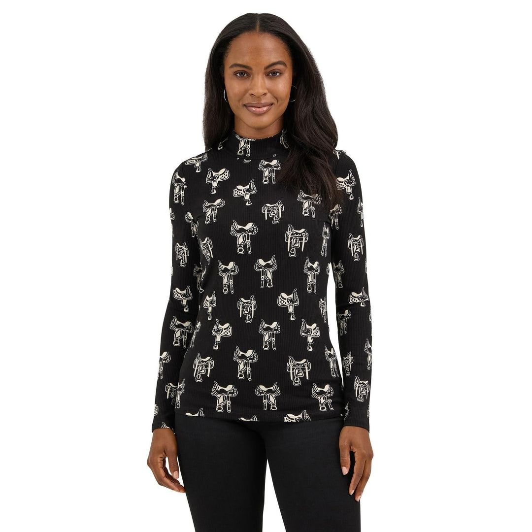 Wrangler Retro® Punchy Mock Neck Knit - Black 112371630 - Double C Western SupplyWrangler