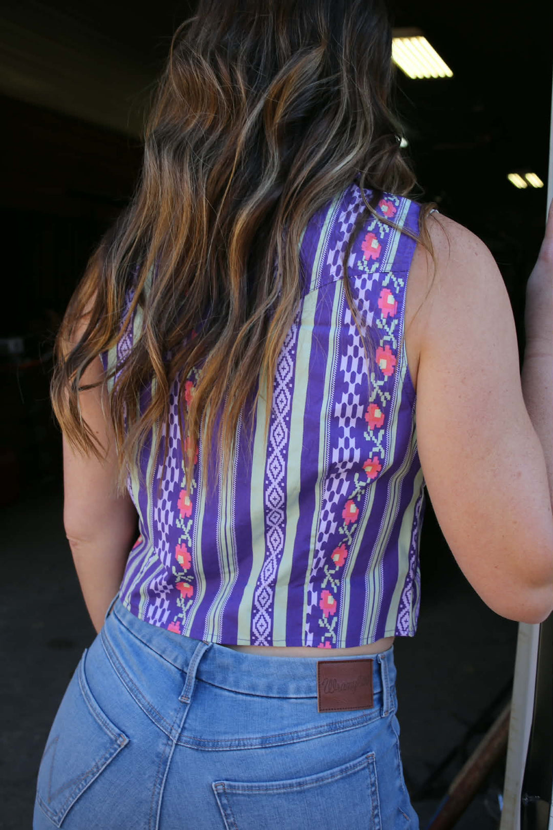 Wrangler Retro® Punchy Sleeveless Snap Shirt - Purple 112375054 - Double C Western SupplyWrangler