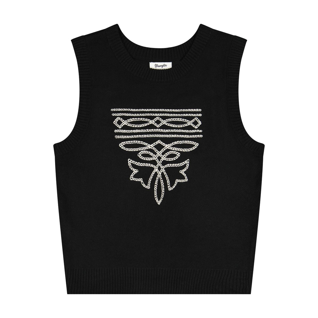 Wrangler Retro® Punchy Sweater Vest - Black - 112385440 - Double C Western SupplyWrangler