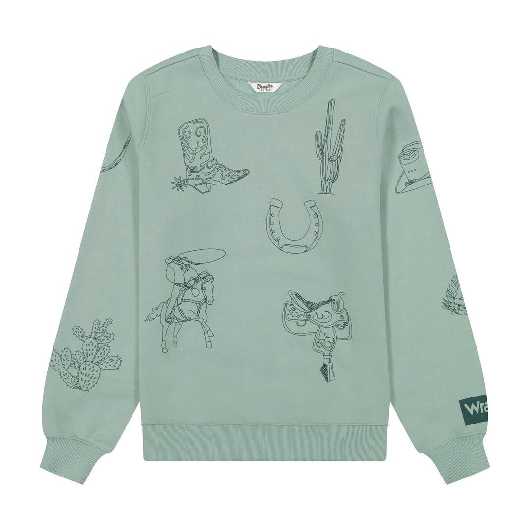 Wrangler Retro® Punchy Sweatshirt Crew - Blue - 112385485 - Double C Western SupplyWrangler